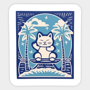 Zen Linocut Cat Sticker